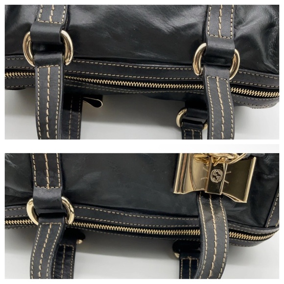 Gucci vintage Black Leather mini Boston bag - Picture 6 of 16